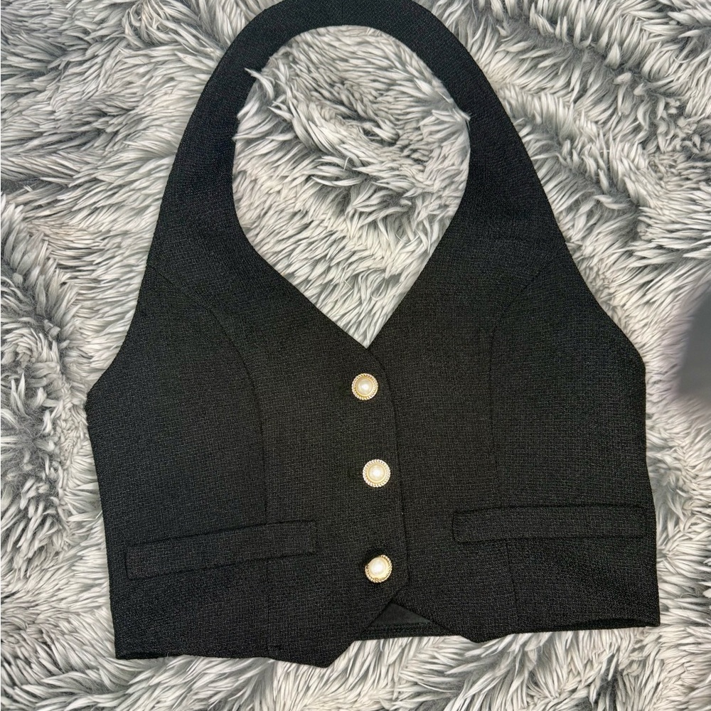 2 Cider Black and a Pink  Textured Vests with pearl buttons.